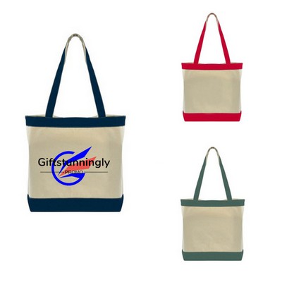 Cotton Canvas Tote Bag with Contrasting Handles/Gusset