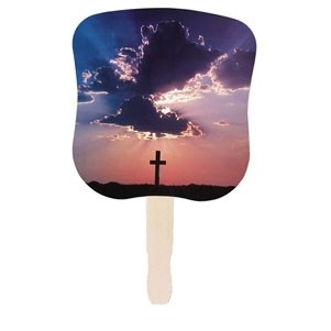 Stock Design Hand Fan - Cross, Full Color Digital