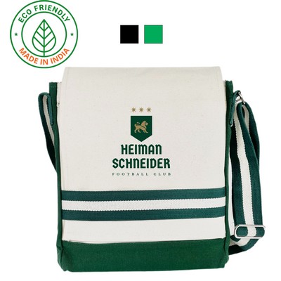 Premium 16 oz Canvas Messenger Bag | Crossbody Laptop Travel Green (12x14x3)