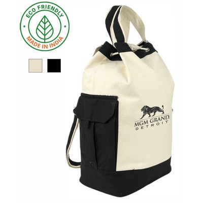 Sports 12 oz Canvas Travel Duffel Bag | Upright Hiking Backpack Black (18x19x8)