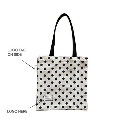 Vintage Polka Dot Canvas Tote Bag