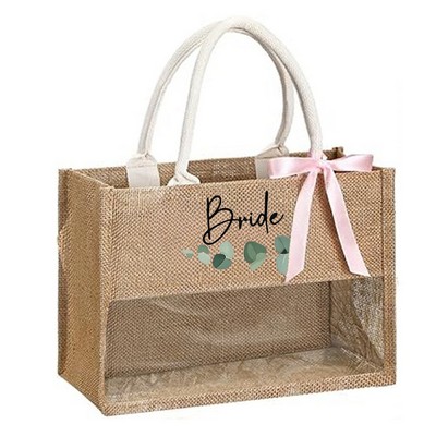 Linen And Transparent Tote Bag