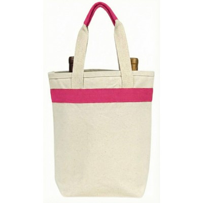 Blank 2 Bottle Elite 12 oz Canvas Wine Tote Bag | Travel Gift Carrier Pink (10x11x3.5)